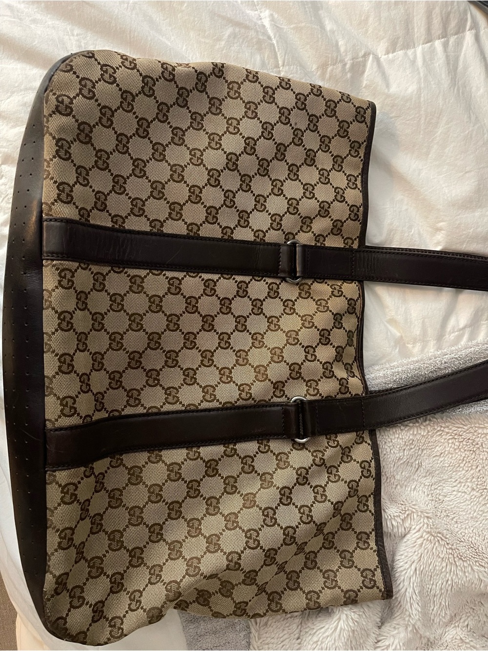 Gucci Beige and Brown GG Monogram Shoulder Tote